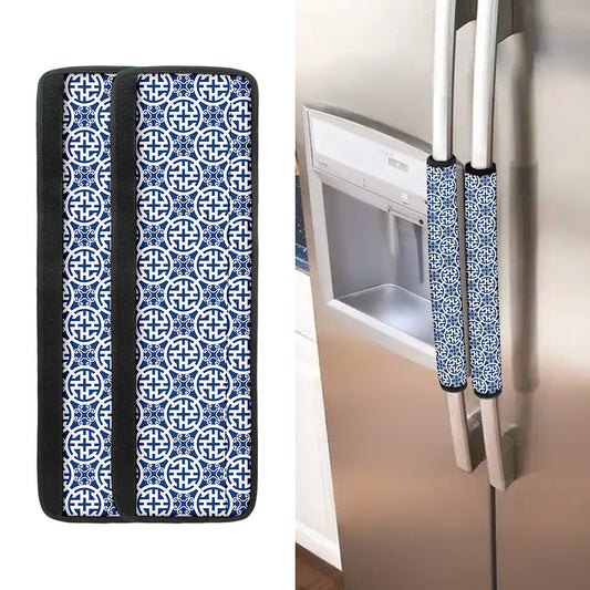 Chinese Luck Symbol Pattern Print Refrigerator Handle Covers