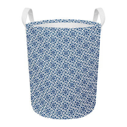 Chinese Luck Symbol Pattern Print Round Laundry Basket