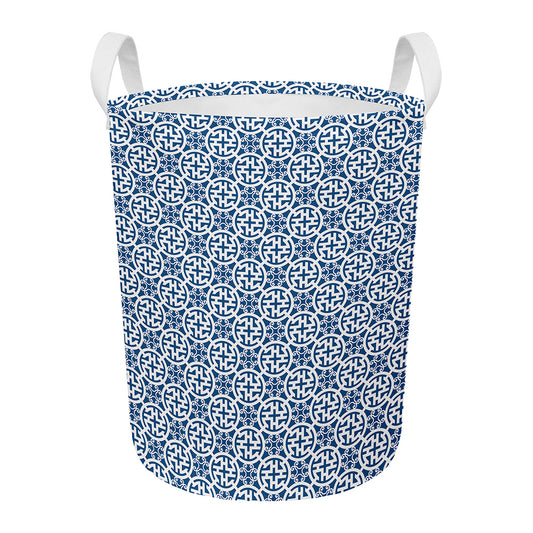 Chinese Luck Symbol Pattern Print Round Laundry Basket