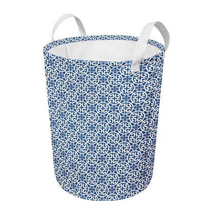 Chinese Luck Symbol Pattern Print Round Laundry Basket