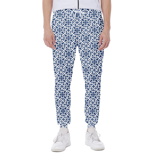 Chinese Luck Symbol Pattern Print Scuba Joggers