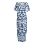 Chinese Luck Symbol Pattern Print Short Sleeve Long Nightdress