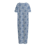 Chinese Luck Symbol Pattern Print Short Sleeve Long Nightdress