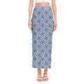 Chinese Luck Symbol Pattern Print Side Slit Maxi Skirt