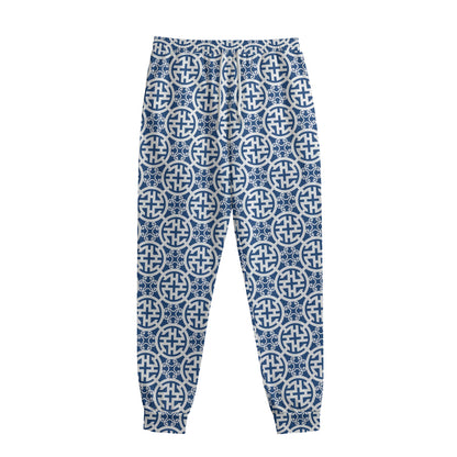 Chinese Luck Symbol Pattern Print Sweatpants