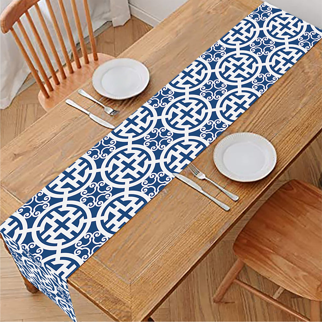 Chinese Luck Symbol Pattern Print Table Runner