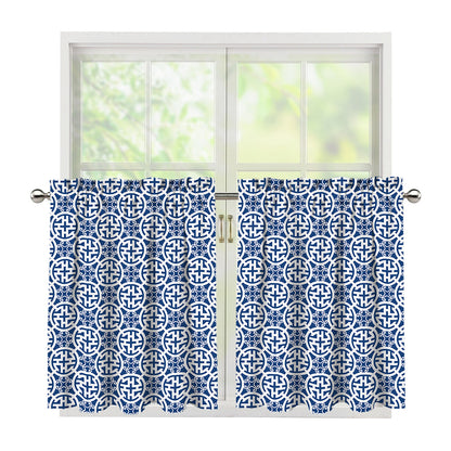 Chinese Luck Symbol Pattern Print Tier Curtains