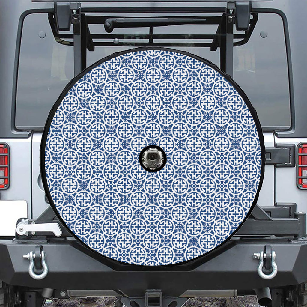 Chinese Luck Symbol Pattern Print Tire Cover With Camera Hole