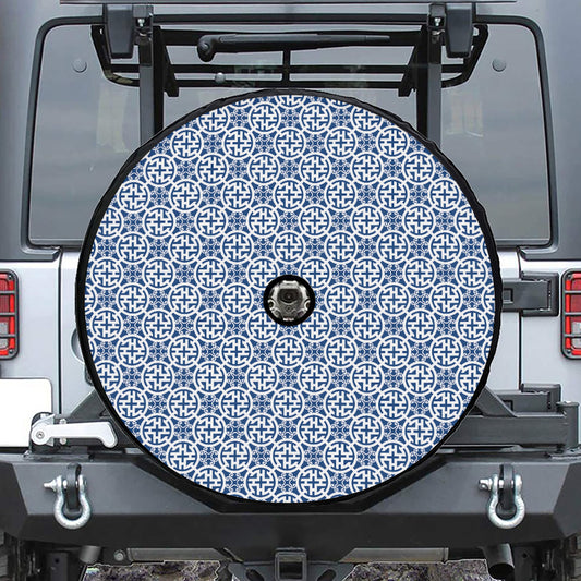 Chinese Luck Symbol Pattern Print Tire Cover With Camera Hole