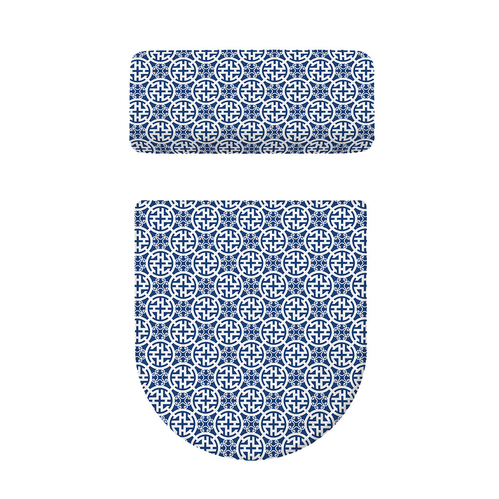 Chinese Luck Symbol Pattern Print Toilet Lid And Tank Cover Set