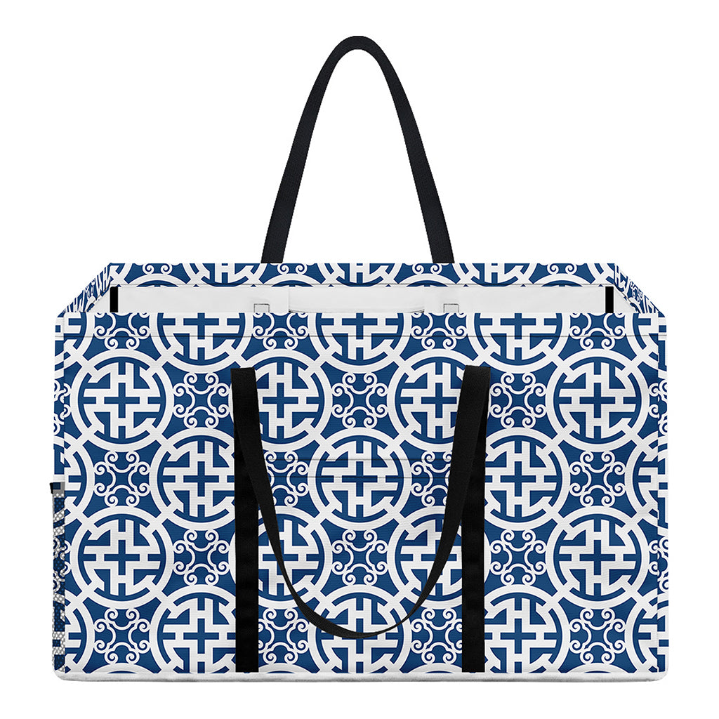 Chinese Luck Symbol Pattern Print Utility Tote Bag