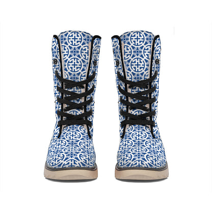 Chinese Luck Symbol Pattern Print Winter Boots