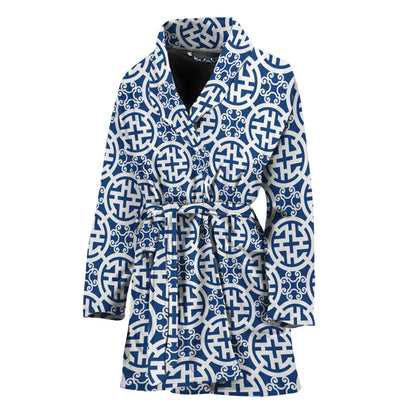 Chinese Luck Symbol Pattern Print Women's Bathrobe