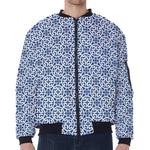 Chinese Luck Symbol Pattern Print Zip Sleeve Bomber Jacket