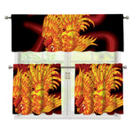 Chinese New Year Rooster Print 3 Piece Kitchen Curtains