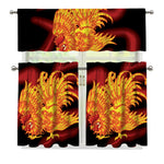 Chinese New Year Rooster Print 3 Piece Kitchen Curtains