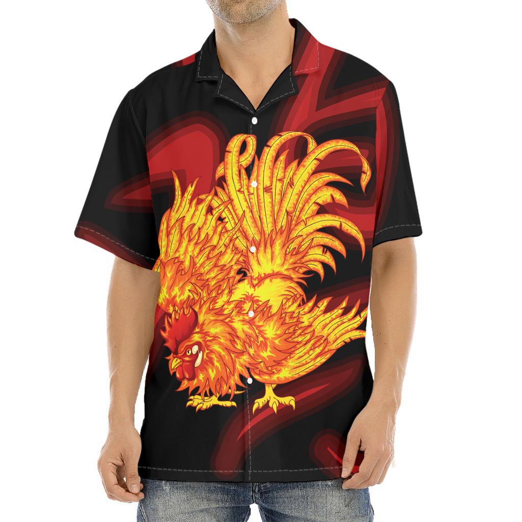 Chinese New Year Rooster Print Aloha Shirt
