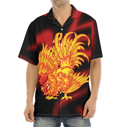 Chinese New Year Rooster Print Aloha Shirt