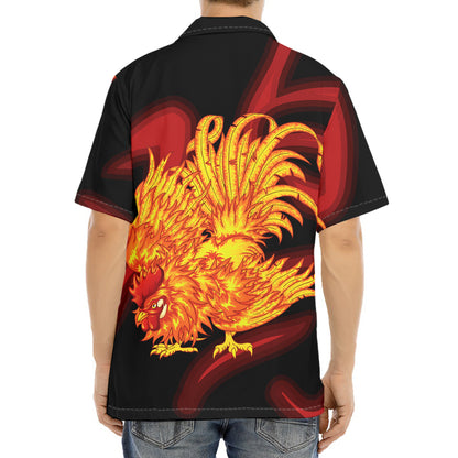Chinese New Year Rooster Print Aloha Shirt