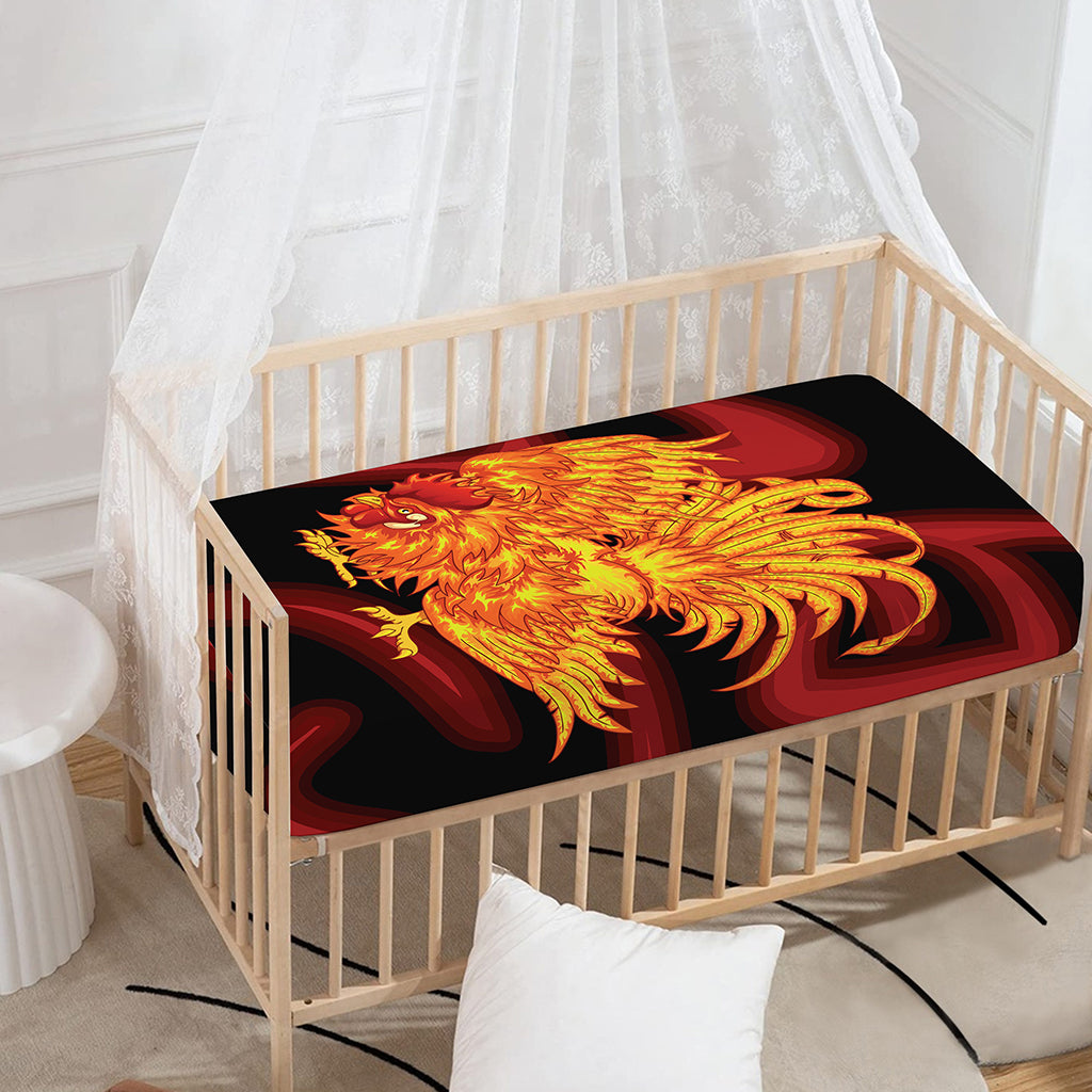 Chinese New Year Rooster Print Baby Crib Sheet