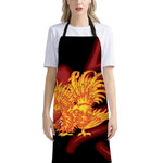 Chinese New Year Rooster Print Bib Apron With Pocket