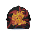 Chinese New Year Rooster Print Black Mesh Trucker Hat