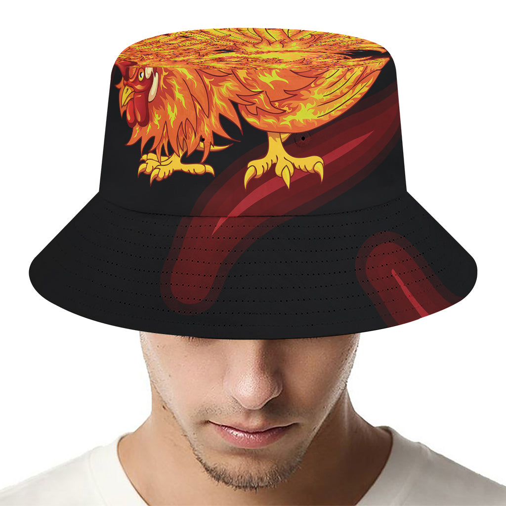 Chinese New Year Rooster Print Bucket Hat