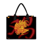 Chinese New Year Rooster Print Canvas Tote Bag