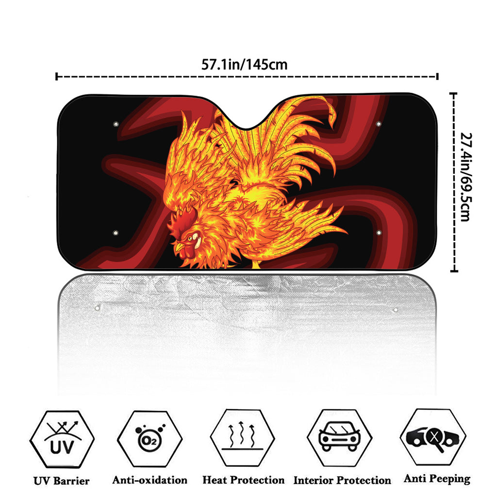 Chinese New Year Rooster Print Car Windshield Sun Shade