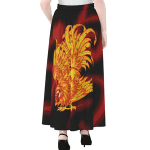 Chinese New Year Rooster Print Chiffon Maxi Skirt