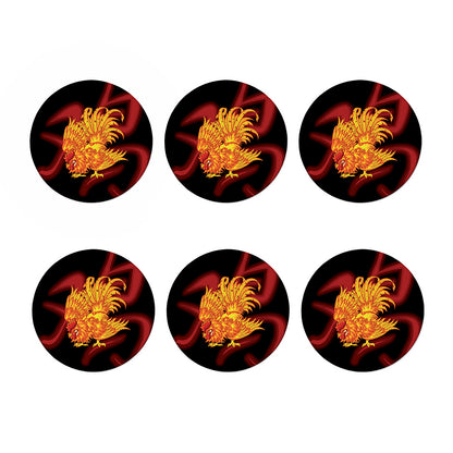 Chinese New Year Rooster Print Coaster Set