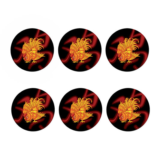 Chinese New Year Rooster Print Coaster Set