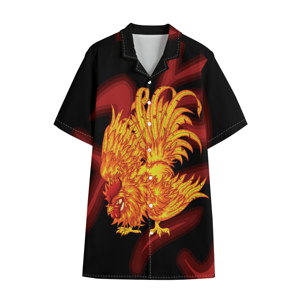 Chinese New Year Rooster Print Cotton Hawaiian Shirt