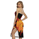 Chinese New Year Rooster Print Cross Back Cami Dress