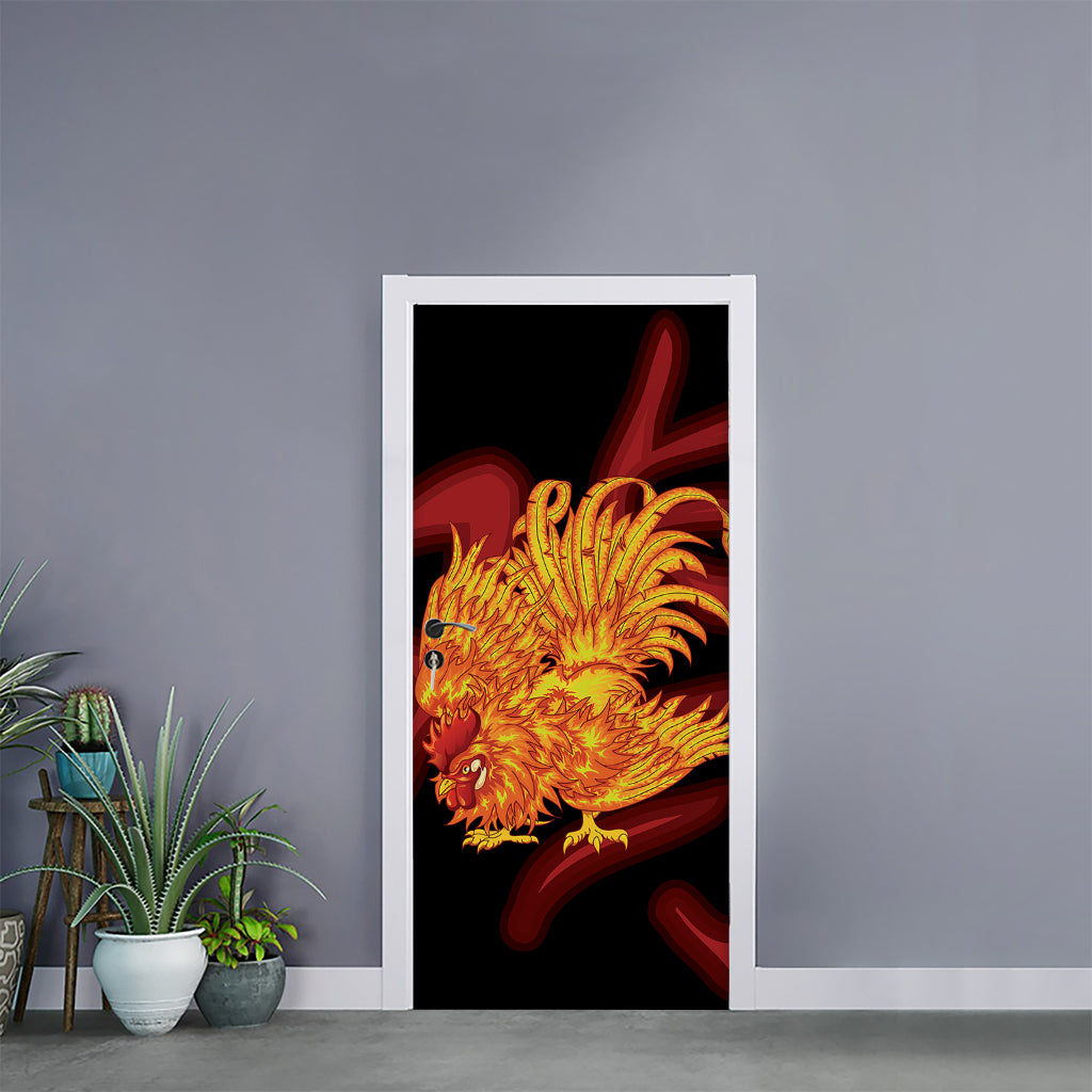 Chinese New Year Rooster Print Door Sticker