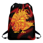 Chinese New Year Rooster Print Drawstring Backpack