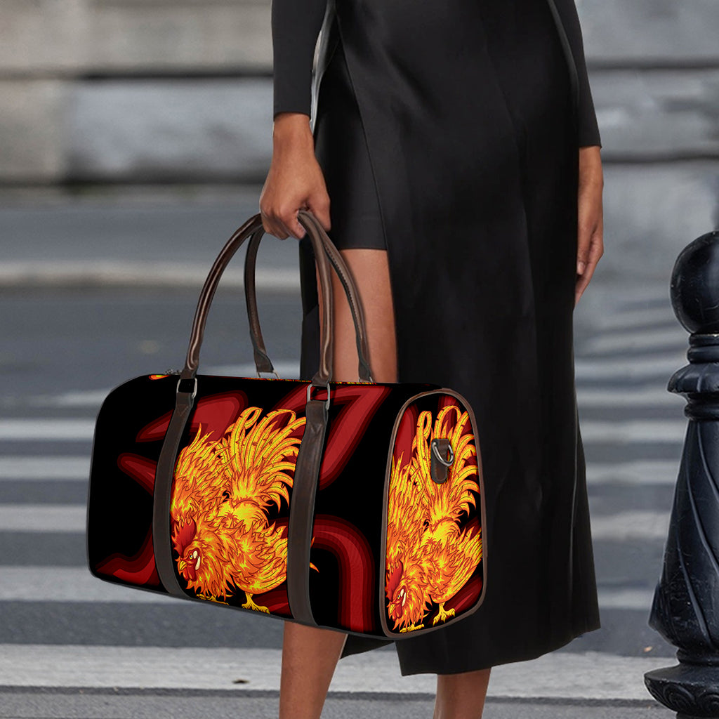 Chinese New Year Rooster Print Duffle Bag