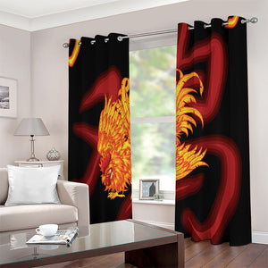 Chinese New Year Rooster Print Extra Wide Grommet Curtains