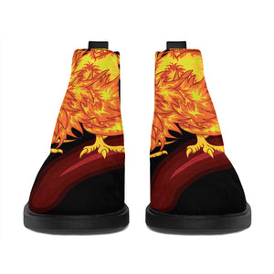 Chinese New Year Rooster Print Flat Ankle Boots