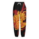 Chinese New Year Rooster Print Fleece Lined Knit Pants