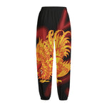 Chinese New Year Rooster Print Fleece Lined Knit Pants