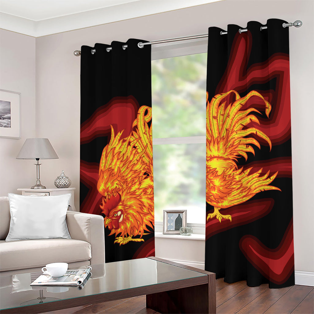 Chinese New Year Rooster Print Grommet Curtains