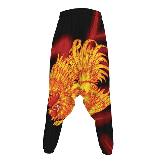 Chinese New Year Rooster Print Hammer Pants