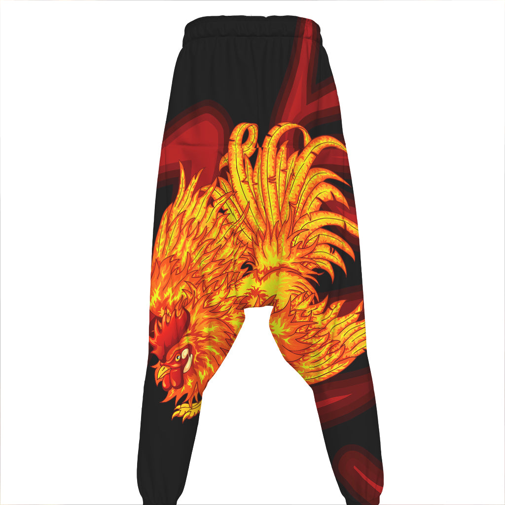 Chinese New Year Rooster Print Hammer Pants