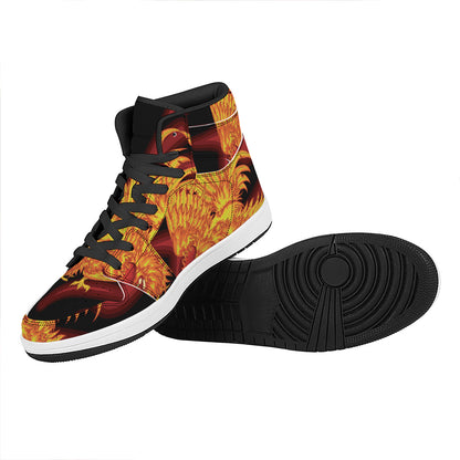 Chinese New Year Rooster Print High Top Leather Sneakers