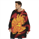 Chinese New Year Rooster Print Hoodie Blanket