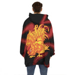 Chinese New Year Rooster Print Hoodie Blanket
