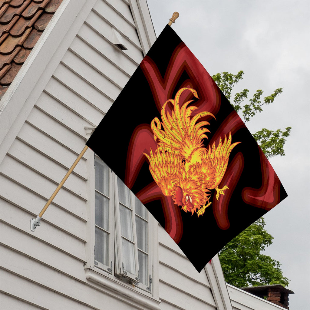 Chinese New Year Rooster Print House Flag