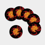 Chinese New Year Rooster Print Leather Coaster Set