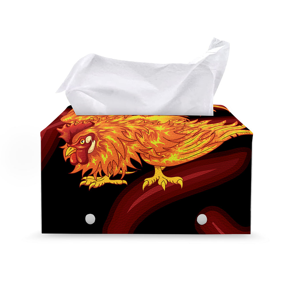 Chinese New Year Rooster Print Leather Tissue Box Cover